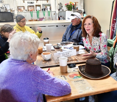 Meet the Mayor-Mayor Colbert having coffee with residents