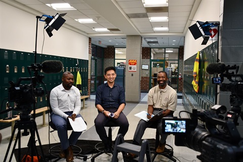 Staff Smiling while filming for On Deck with Mercury